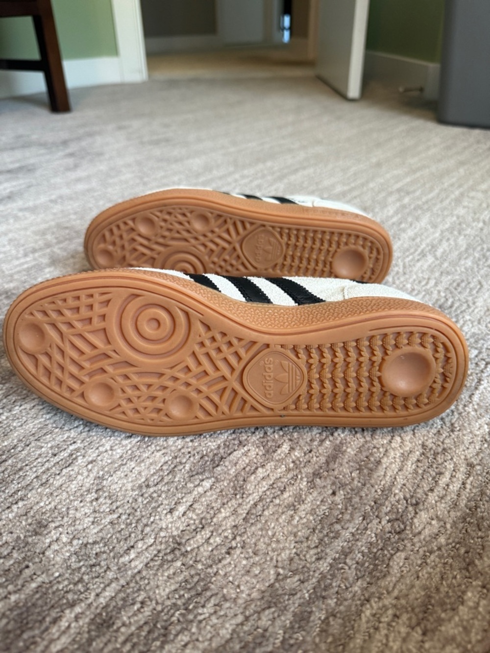 adidas Spezial Suede Sneakers in Cream with Black Stripes and Gum Sole - Picture 5 of 5